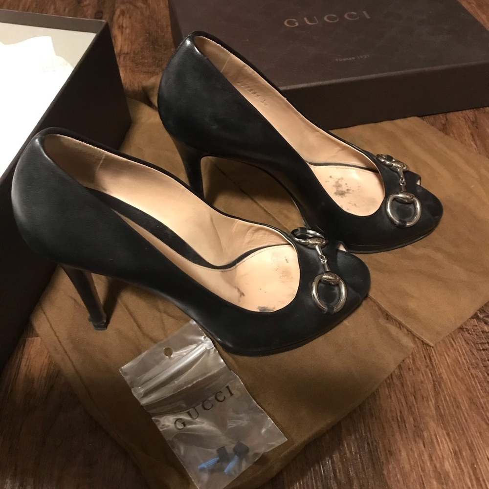 Gucci horsebit peep toe pumps